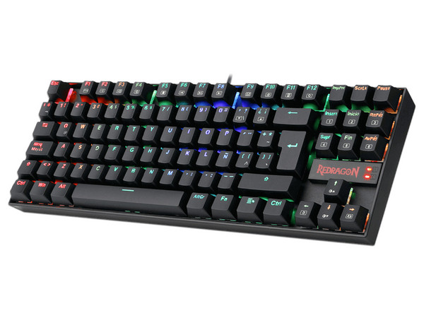 Teclado Mecánico Gamer Redragon Kumara K552, Switch Redragon Blue, Iluminación RGB, USB. Color Negro.