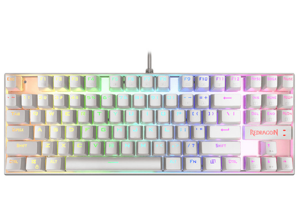 Teclado Mecánico Gamer Redragon Kumara K552W, RGB, USB, Color Blanco.