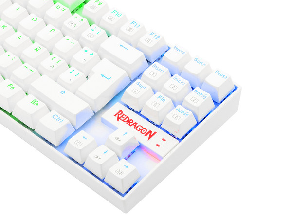 Teclado Mecánico Gamer Redragon Kumara K552W RGB, USB, Español. Color Blanco.