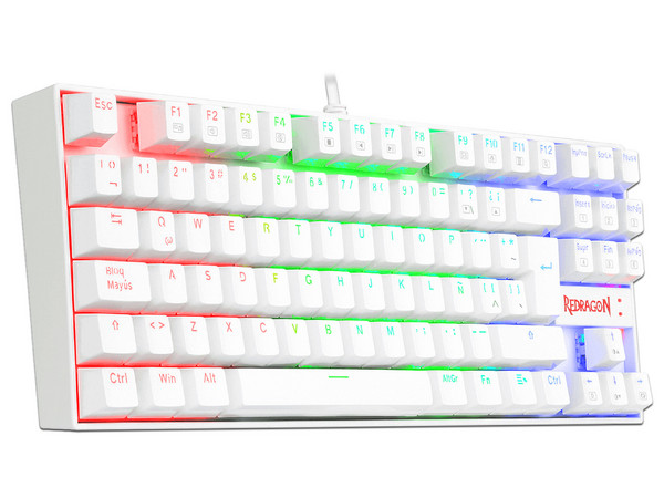 Teclado Mecánico Gamer Redragon Kumara K552W RGB, USB, Español. Color Blanco.