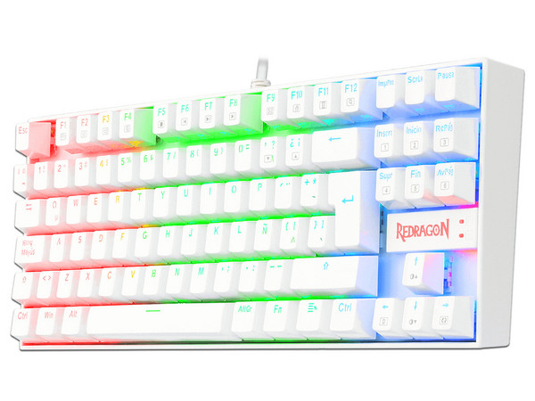 Teclado Mecánico Gamer Redragon Kumara K552W RGB, USB, Español. Color Blanco.