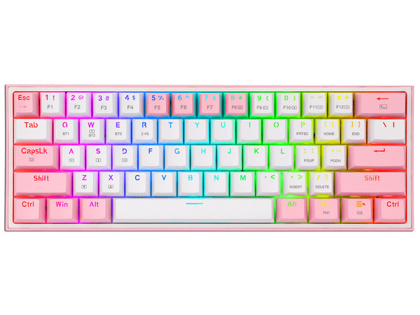 Teclado Mecánico Gamer Redragon Fizz Pro K616-RGB, Bluetooth, Color Rosa/blanco. (Versión en Inglés)