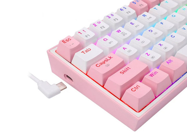 Teclado Mecánico Gamer Redragon Fizz Pro K616-RGB, Bluetooth, Color Rosa/blanco. (Versión en Inglés)