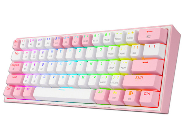 Teclado Mecánico Gamer Redragon Fizz Pro K616-RGB, Bluetooth, Color Rosa/blanco. (Versión en Inglés)