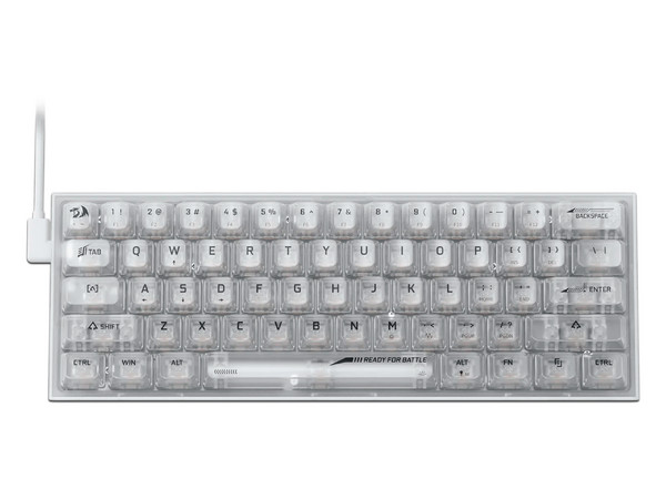 Teclado Mecánico Gamer Redragon Fizz Transparente K617 RGB, Factor de forma 60%. Color Transparente