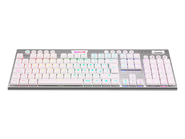 Teclado Mecánico Gamer Redragon Horus K618, Iluminación RGB, Switch RED, USB. Color Blanco.