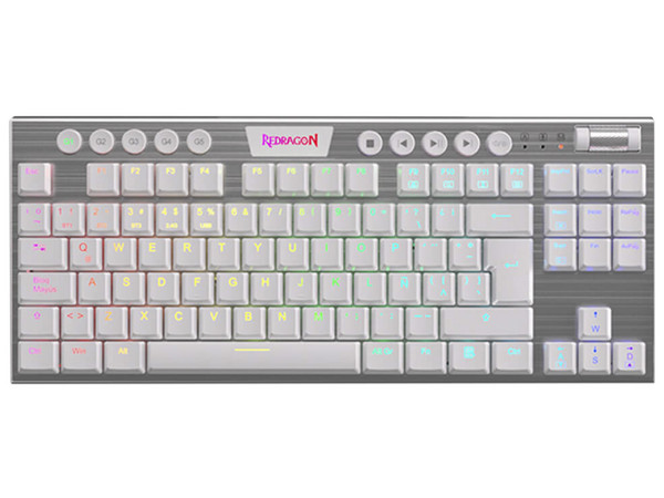 Teclado Mecánico Gamer Redragon Horus K621, RGB, USB, Switch Rojo. Color Blanco
