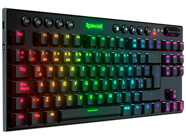 Teclado Mecánico Gamer Redragon K622 Horus TKL RGB, Switch Red Ultra Low Profile, USB, Color Negro.