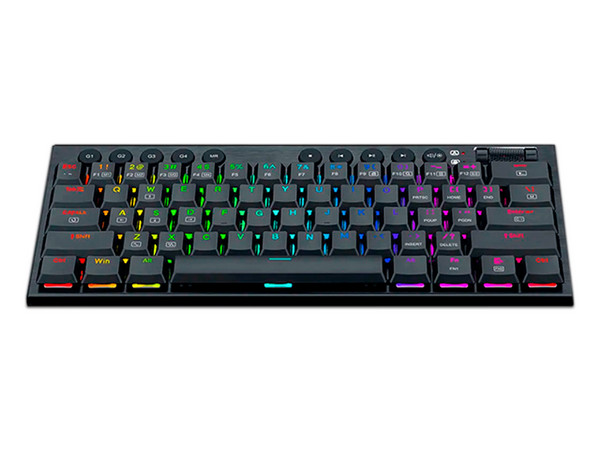 Teclado mecánico Redragon Mini Horus K632, RGB, Inalambrico, USB, Red Switch. Color Negro