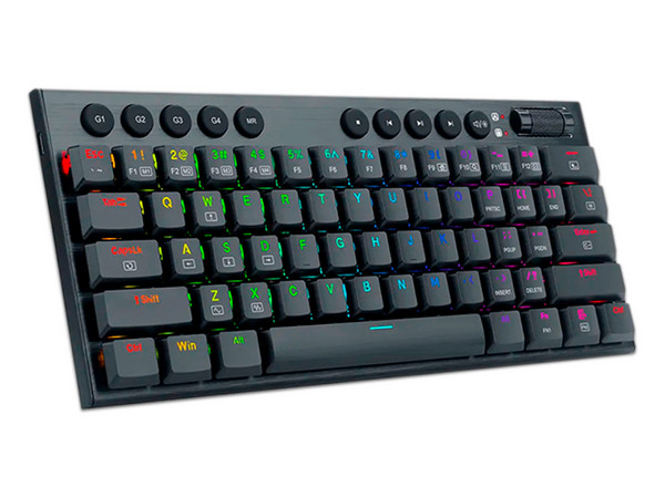 Teclado mecánico Redragon Mini Horus K632, RGB, Inalambrico, USB, Red Switch. Color Negro
