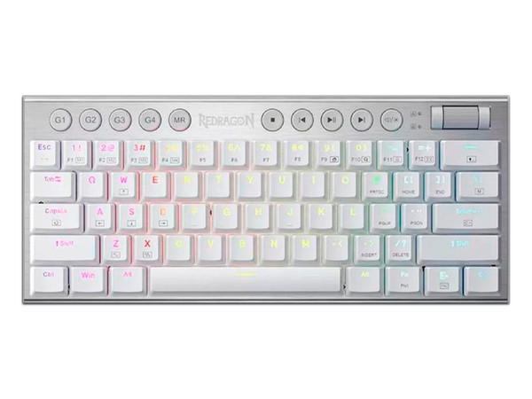 Teclado Mecánico Inalámbrico Redragon Mini Horus K632W, RGB, Bluetooth 5.0, USB, Red Switch Ultra. Color Blanco.