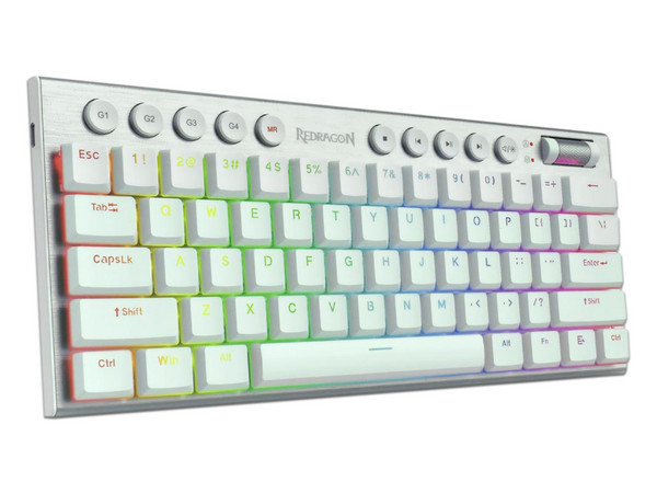 Teclado Mecánico Inalámbrico Redragon Mini Horus K632W, RGB, Bluetooth 5.0, USB, Red Switch Ultra. Color Blanco.