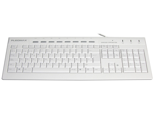 Teclado de Alta Calidad Samsung Pleomax Slim Zen Edition de Teclas Suaves, USB/PS2. Color Blanco