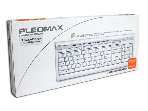 Teclado de Alta Calidad Samsung Pleomax Slim Zen Edition de Teclas Suaves, USB/PS2. Color Blanco