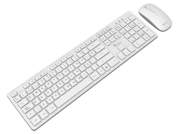 Kit de Teclado y Mouse Stylos STPKTM5W, Inalámbrico, Receptor USB, Color Blanco.