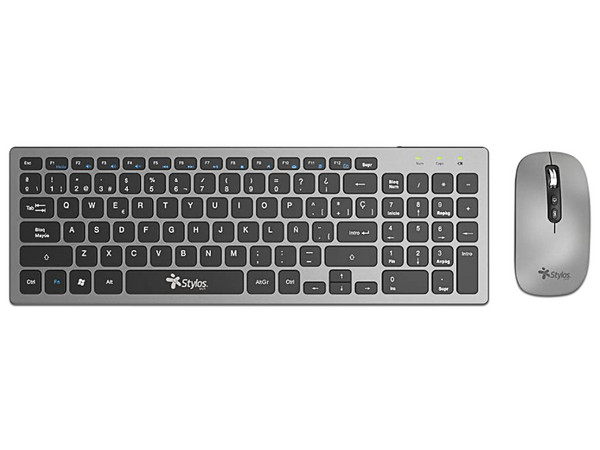 Kit Mouse y Teclado Alámbrico Recargable Stylos, USB Nano 24 GHz, Modelo STPKTM6G.