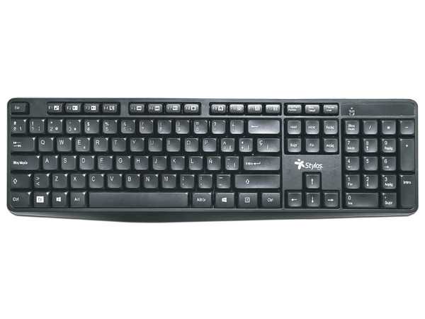 Teclado Inalámbrico Multimedia Stylos STPTEC4B, USB. Color Negro.