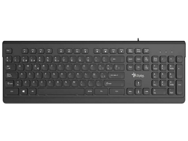 Teclado Alámbrico Stylos STPTEC6B, Membrana 100%, 104 Teclas, Conexión USB-A 1.5m, Color Negro.