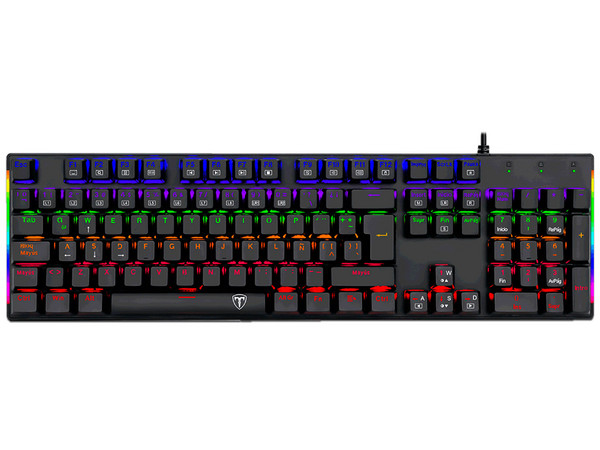 Teclado Gamer Mecánico T-Dagger BNAXOS T-TGK310, Iluminación RGB, USB, Switch Rojo. Color Negro. (Versión en Español).