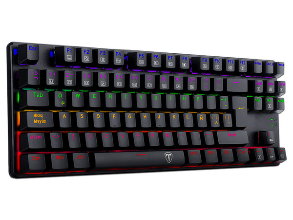 Teclado Gamer Mecánico T-Dagger Bora T-TGK313, Iluminación RGB, USB, Switch Azul. Color Negro. (Versión en Español).