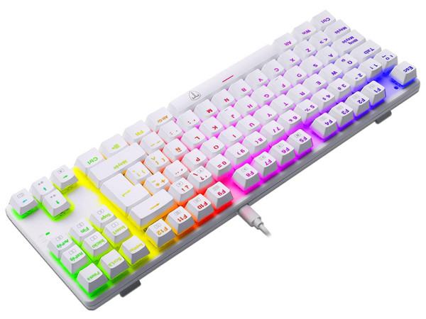 Teclado Gamer Mecánico T-Dagger Bora T-TGK315, Iluminación RGB, USB, Switch Azul. Color Blanco. (Versión en Español).