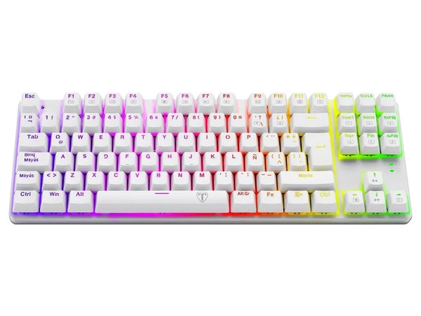 Teclado Gamer Mecánico T-Dagger Bora T-TGK315, Iluminación RGB, USB, Switch Azul. Color Blanco. (Versión en Español).