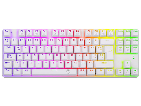 Teclado Gamer Mecánico T-Dagger Bora T-TGK315, Iluminación RGB, USB, Switch Azul. Color Blanco. (Versión en Español).