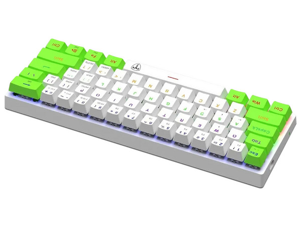 Teclado Gamer Mecánico T-Dagger Arena T-TGK321, Iluminación RGB, USB. Color Blanco y Verde. (Versión en Inglés).