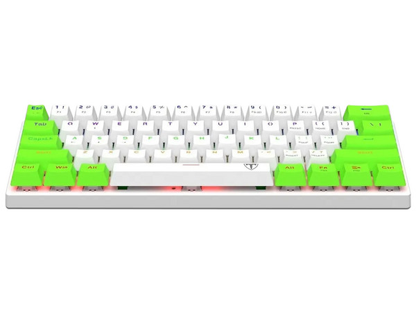 Teclado Gamer Mecánico T-Dagger Arena T-TGK321, Iluminación RGB, USB. Color Blanco y Verde. (Versión en Inglés).