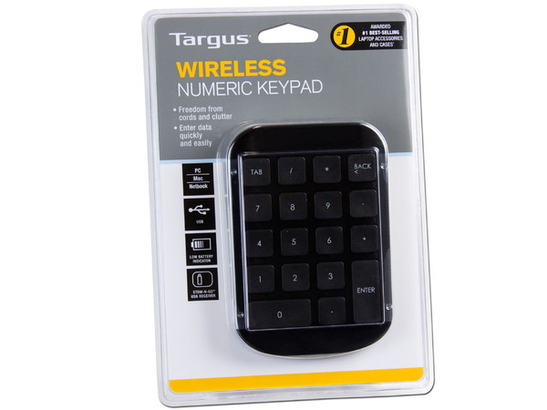 Teclado Numérico Targus Inalámbrico, Receptor USB. Color Negro.
