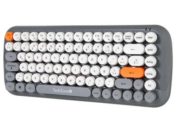 Teclado y Mouse Óptico TechZone TZ20 Inalámbricos, Diseño Retro con Teclas Removibles, USB.