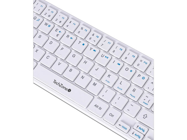 Kit de Mini Teclado y Mouse TechZone Young Pop White, Receptor USB, Español. Color Blanco.