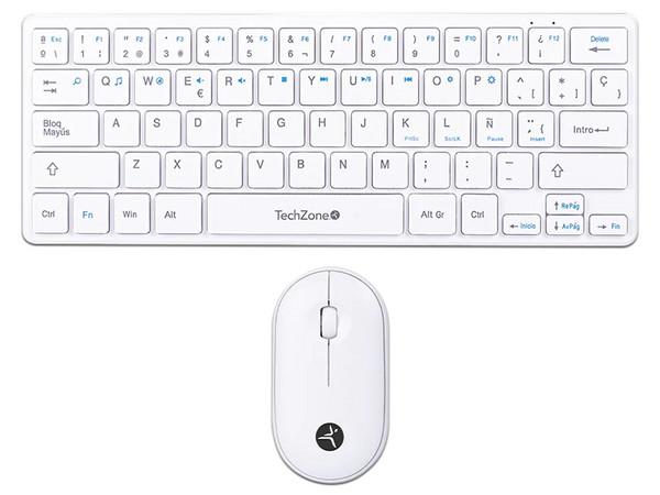 Kit de Mini Teclado y Mouse TechZone Young Pop White, Receptor USB, Español. Color Blanco.