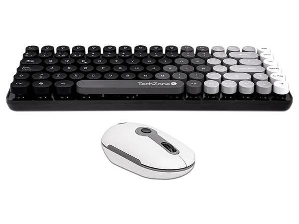 Kit Teclado Y Mouse Techzone Gradient Black Conexión Inalámbrica Con 85 Teclas Y Mouse Con 4 Botones DPI 1600 Color Negro.