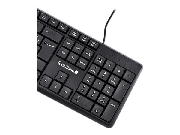 Teclado Alámbrico Techzone TZACTA04. Color Negro