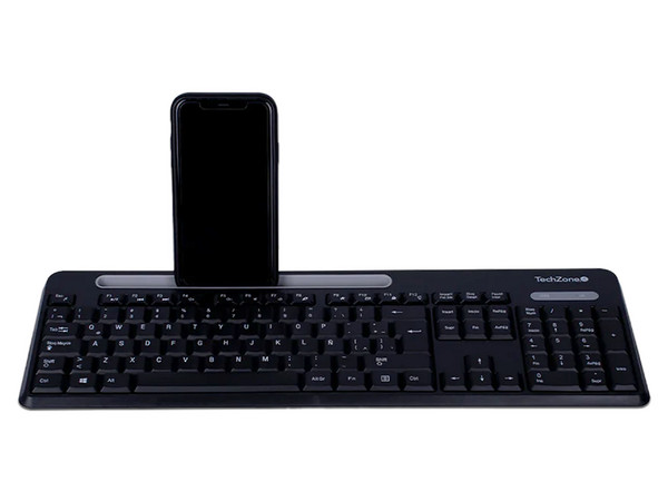Kit de Teclado y Mouse TechZone Tasking Grey, Con Ranura de Soporte, Color Gris.