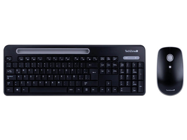 Kit de Teclado y Mouse TechZone Tasking Grey, Con Ranura de Soporte, Color Gris.
