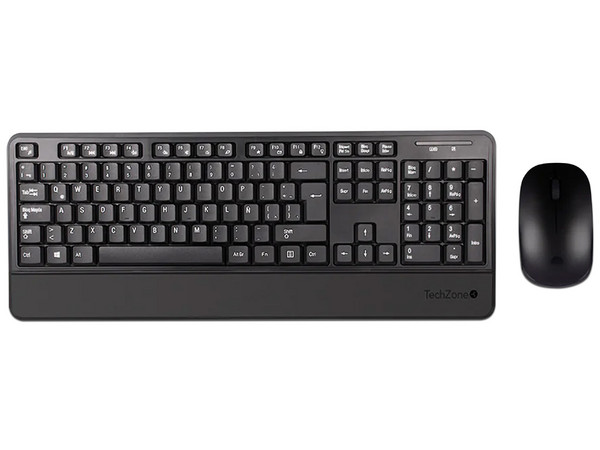Kit de Teclado y Mouse TechZone TZCOMBINA07, Inalámbrico USB. Color Negro