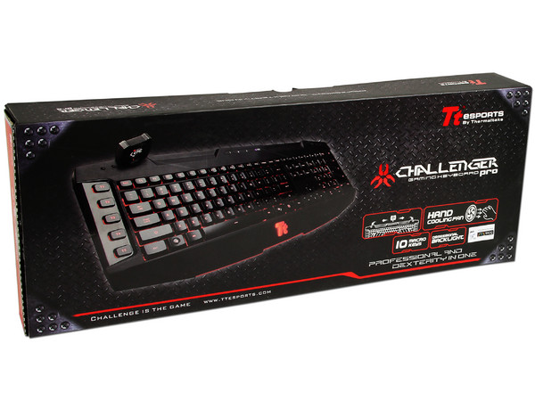 Teclado Tt eSports Challenger Gaming Keyboard Pro (en inglés), Teclas Retroiluminadas, 10 Teclas Macro programables, Micro ventilador, USB.