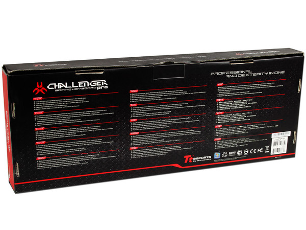 Teclado Tt eSports Challenger Gaming Keyboard Pro (en inglés), Teclas Retroiluminadas, 10 Teclas Macro programables, Micro ventilador, USB.