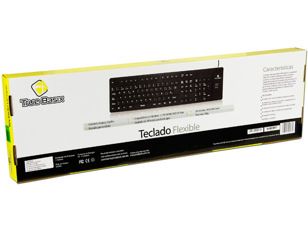 Teclado Flexible TrueBasix, USB. Color Negro