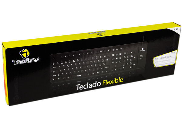 Teclado Flexible TrueBasix, USB. Color Negro