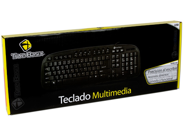 Teclado Multimedia TrueBasix, USB. Color Negro