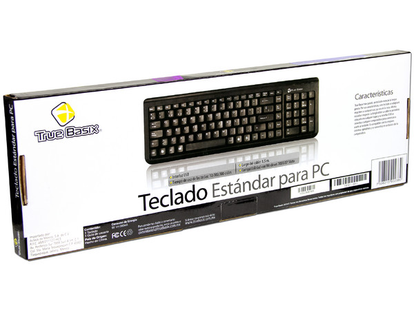 Teclado Estándar TrueBasix, USB. Color Negro