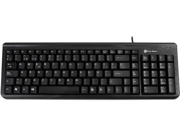 Teclado Estándar TrueBasix, USB. Color Negro