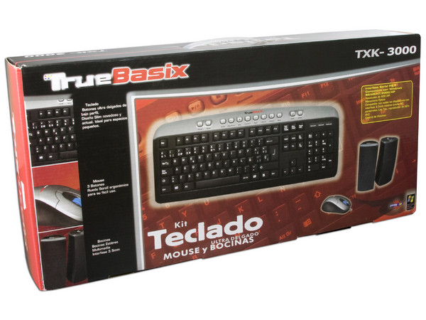 KIT TrueBasix TXK-3000 de Teclado, Mouse Óptico y Bocinas.
