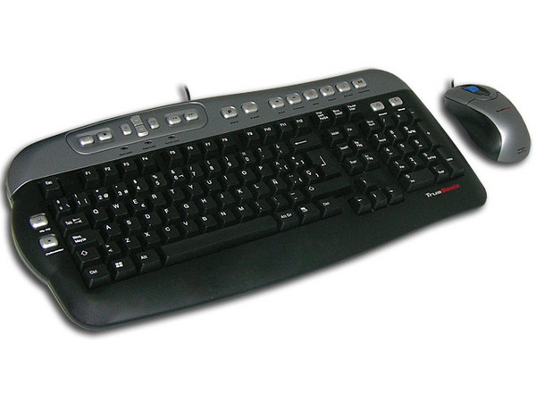 KIT TrueBasix de Teclado, Mouse Óptico y Bocinas. Color Negro/Plateado