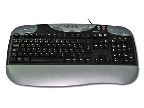 Teclado TrueBasix TXT-2800 Multimedia, PS/2, Color Negro con Plateado.
