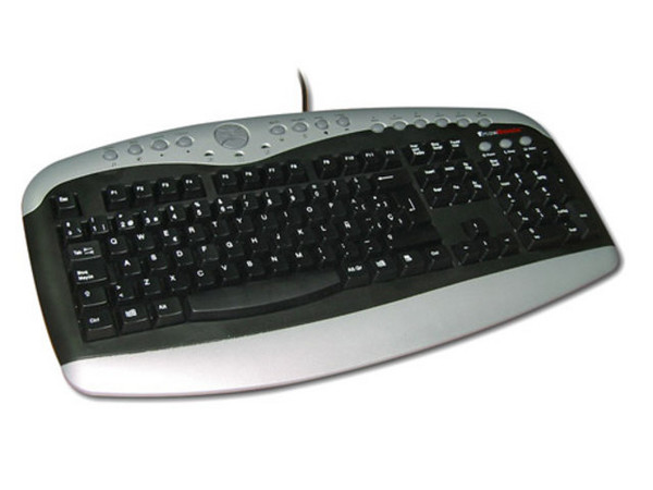 Teclado TrueBasix TXT-3500 Multimedia, PS/2, Color Negro con Plateado.