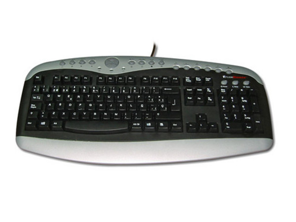 Teclado TrueBasix TXT-3500 Multimedia, PS/2, Color Negro con Plateado.